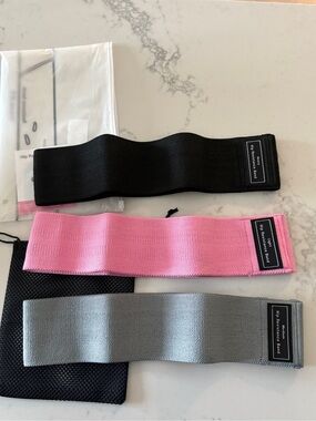 Hip Resistance Loop Bands - Set of 3 (Black, Pink, Gray)